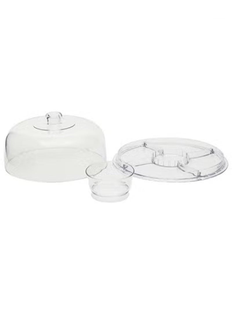 Beauenty Extra Large (12") 6 in 1 Acrylic Cake Stand with Dome Lid Multifunctional Serving Platter and Plate, Salad Bowl/Veggie Platter/Punch Bowl/Desert Platter/Chips & Dip - BPA Free - Image 5